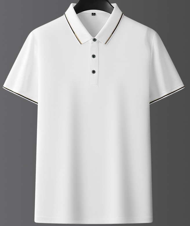 Heren Poloshirt met Korte Mouwen - Kraag met Contrasterende Bies