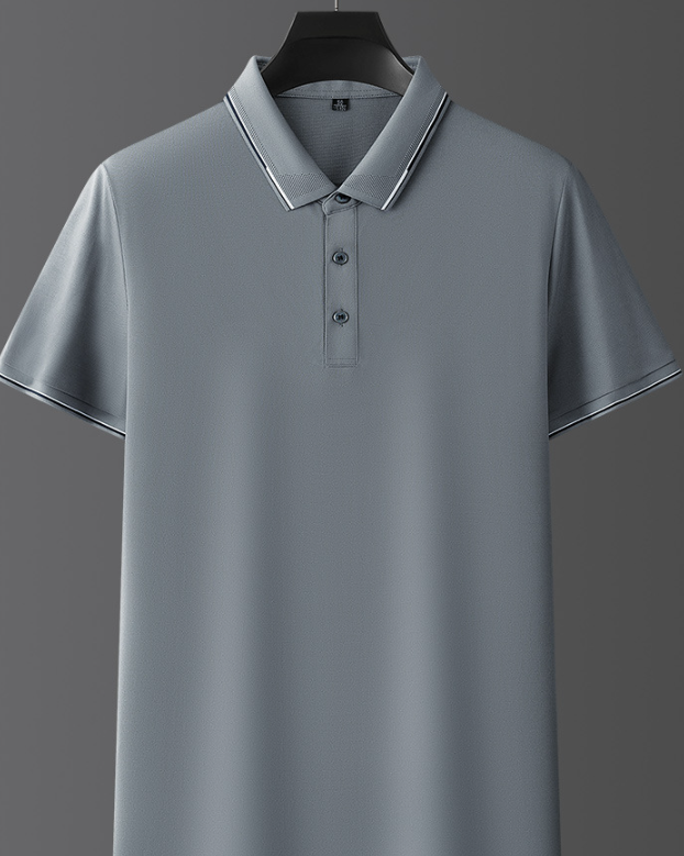 Heren Poloshirt met Korte Mouwen - Kraag met Contrasterende Bies