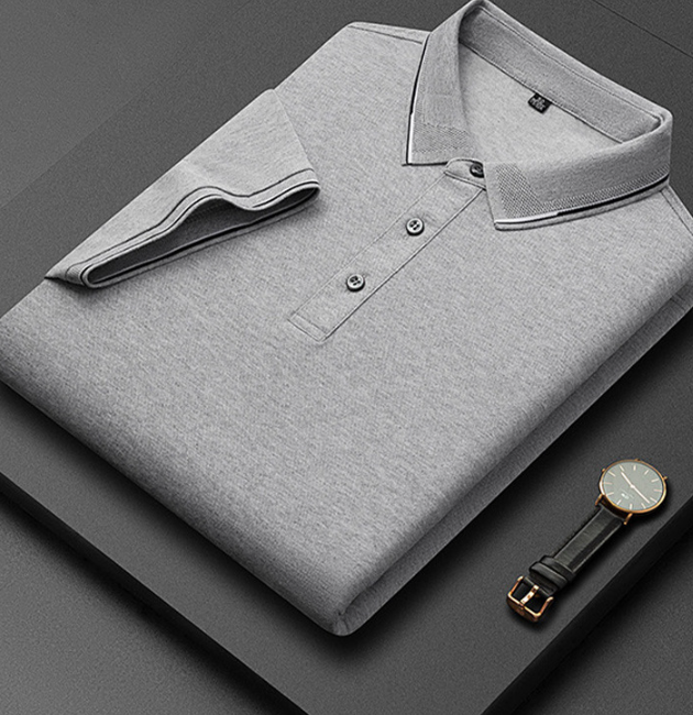 Heren Poloshirt met Korte Mouwen - Kraag met Contrasterende Bies