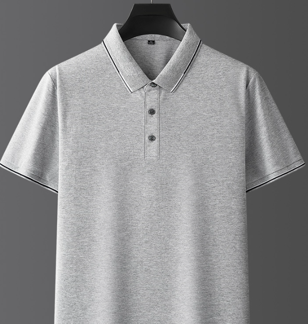Heren Poloshirt met Korte Mouwen - Kraag met Contrasterende Bies