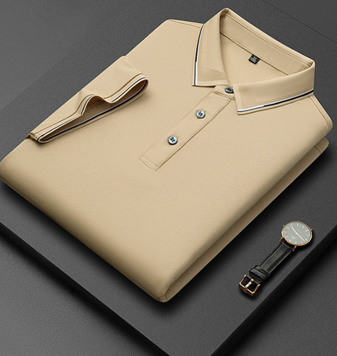 Heren Poloshirt met Korte Mouwen - Kraag met Contrasterende Bies