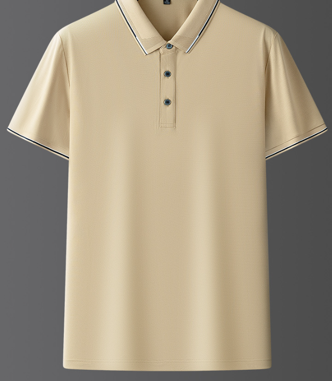 Heren Poloshirt met Korte Mouwen - Kraag met Contrasterende Bies