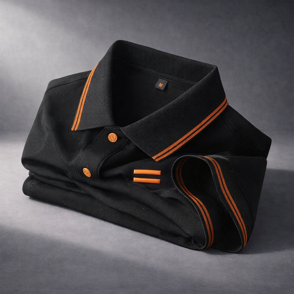 Heren Poloshirt met Korte Mouwen - Kraag met Contrasterende Streepdetails
