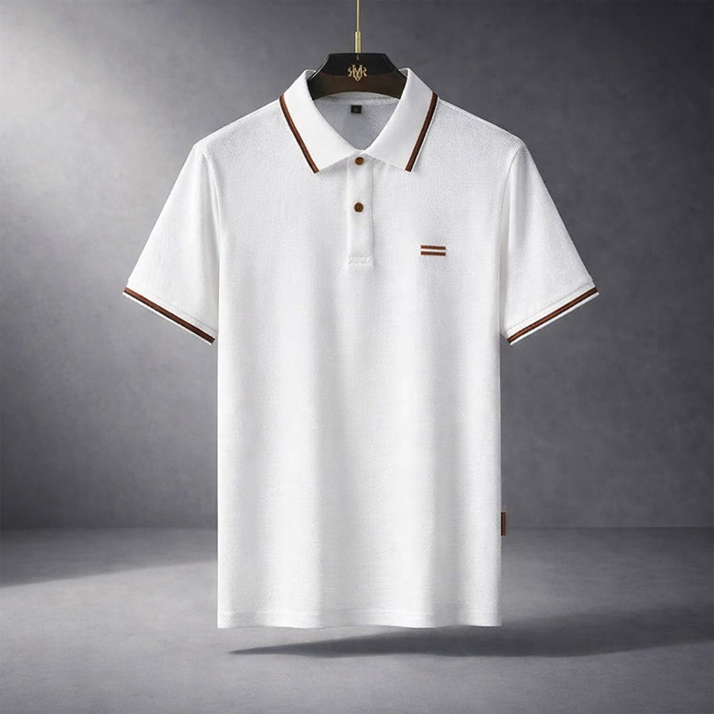 Heren Poloshirt met Korte Mouwen - Kraag met Contrasterende Streepdetails