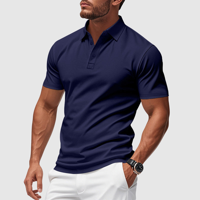 Heren Poloshirt met Korte Mouwen - Sluiting met Drie Knopen