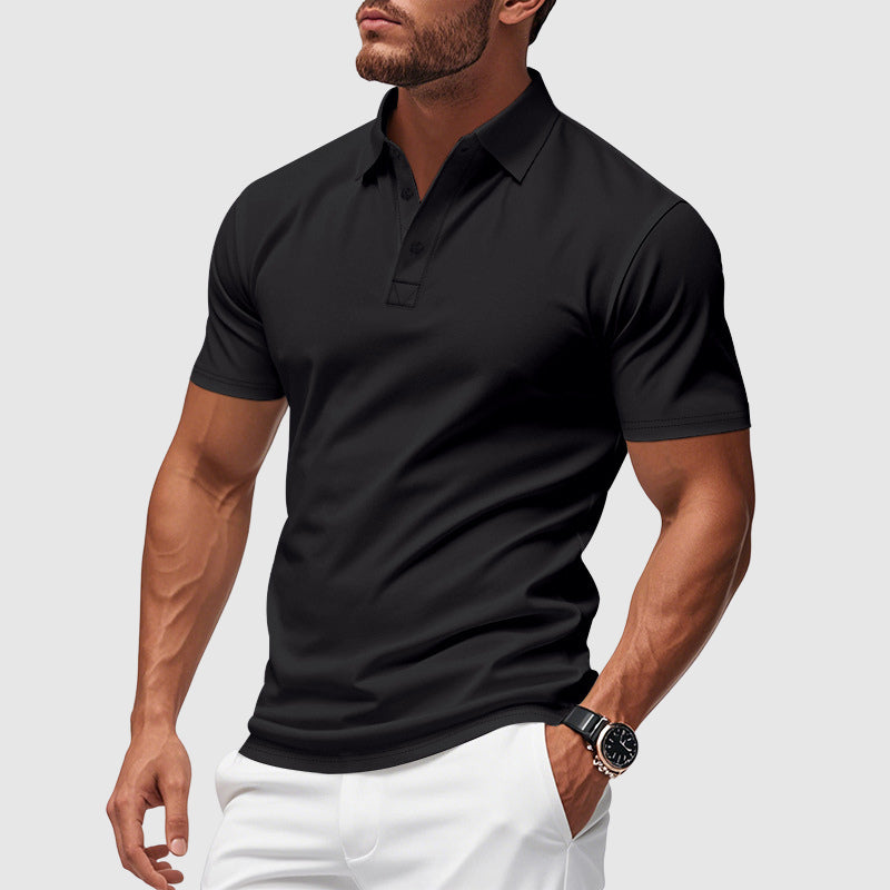 Heren Poloshirt met Korte Mouwen - Sluiting met Drie Knopen