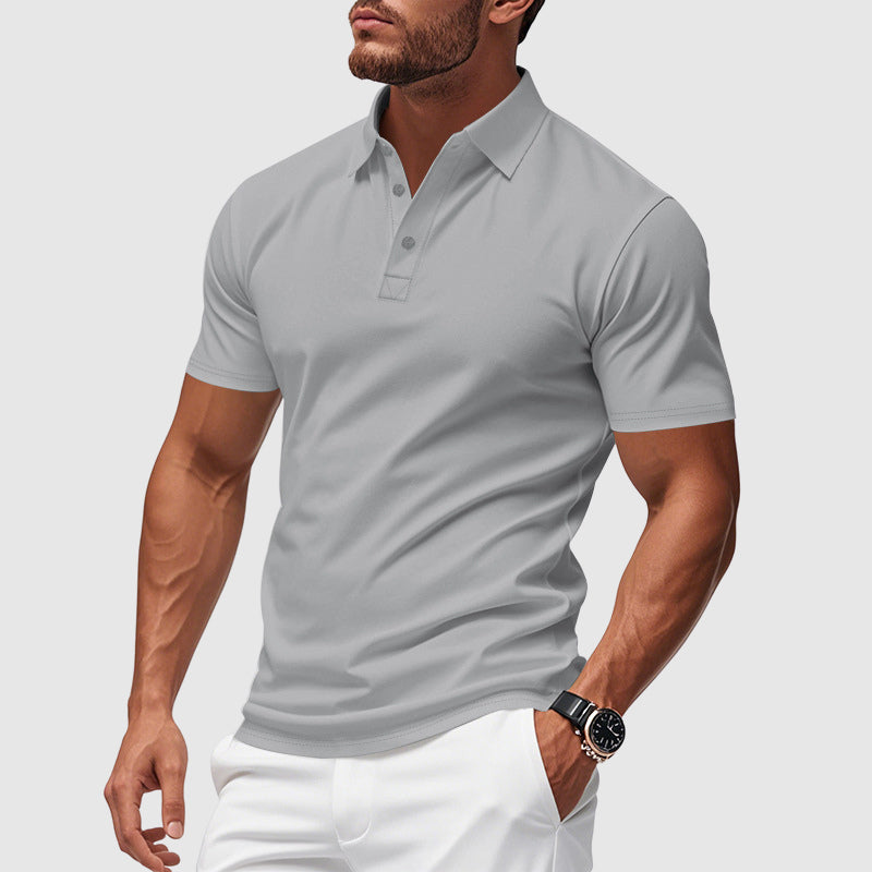Heren Poloshirt met Korte Mouwen - Sluiting met Drie Knopen