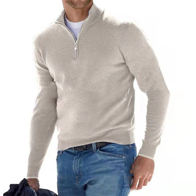 Heren Pullover met Kwart Rits - Opstaande Kraag