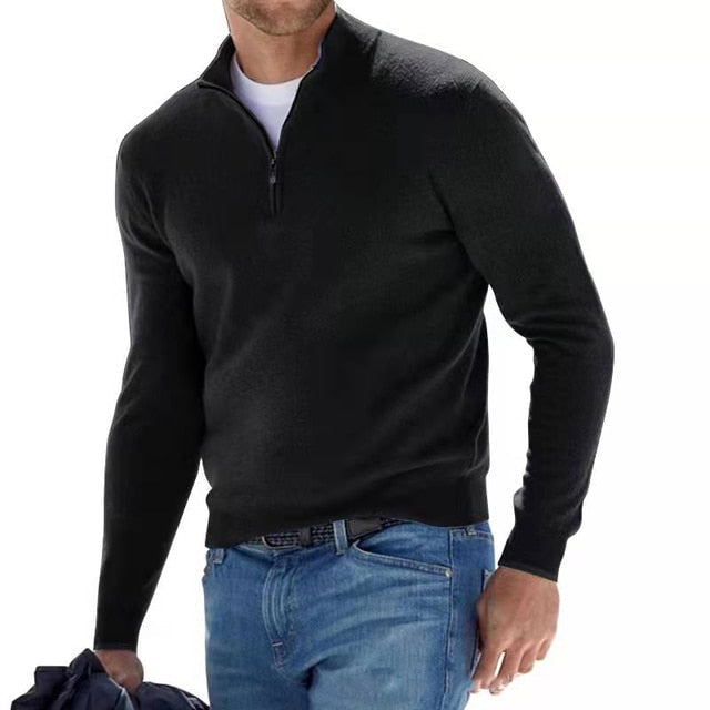 Heren Pullover met Kwart Rits - Opstaande Kraag