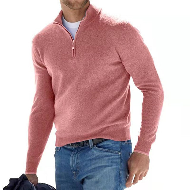 Heren Pullover met Kwart Rits - Opstaande Kraag