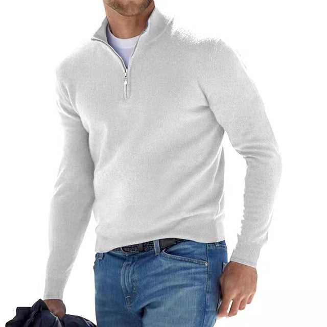 Heren Pullover met Kwart Rits - Opstaande Kraag