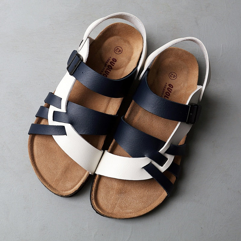 Heren Sandalen met Bandjes - Gesp en Kurken Voetbed