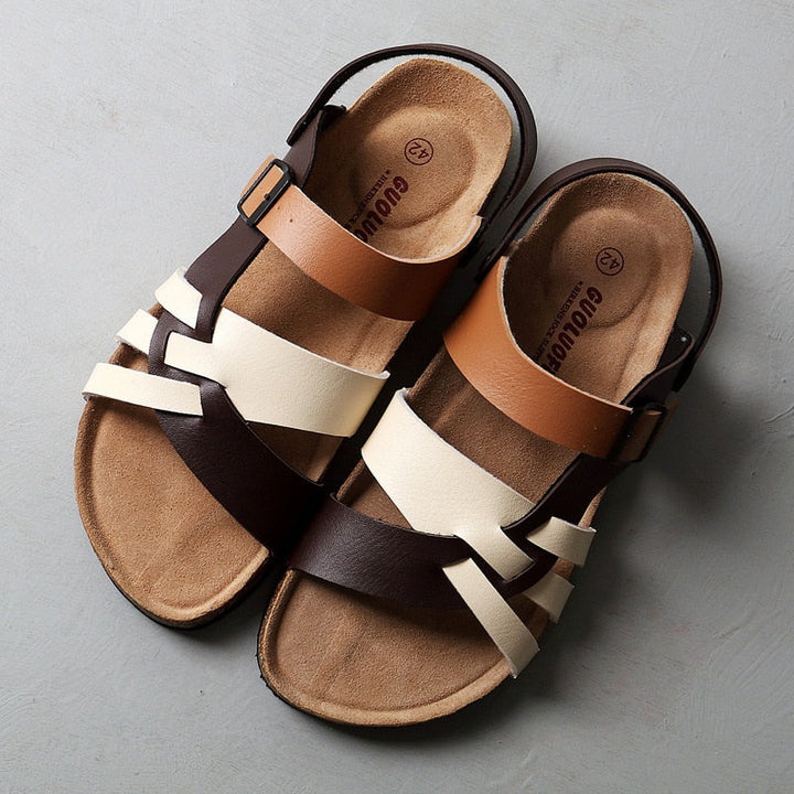 Heren Sandalen met Bandjes - Gesp en Kurken Voetbed