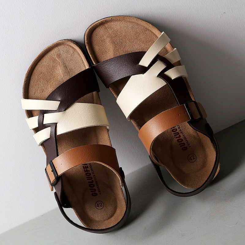 Heren Sandalen met Bandjes - Gesp en Kurken Voetbed