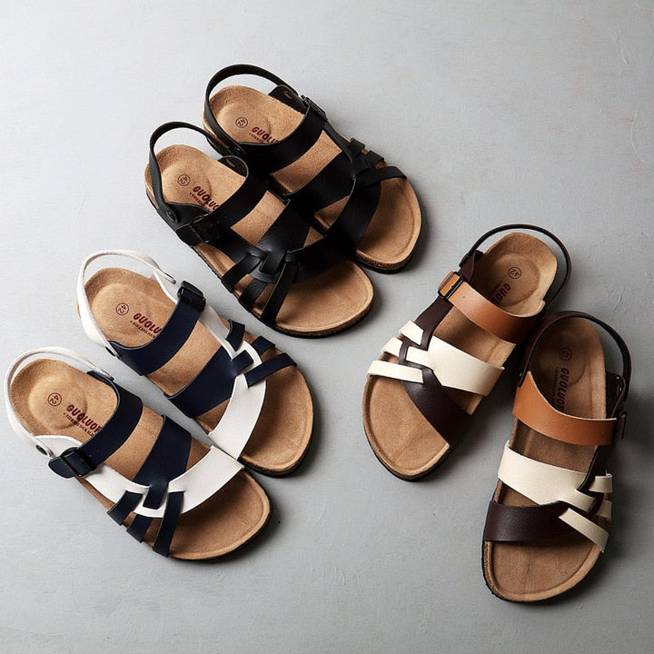 Heren Sandalen met Bandjes - Gesp en Kurken Voetbed