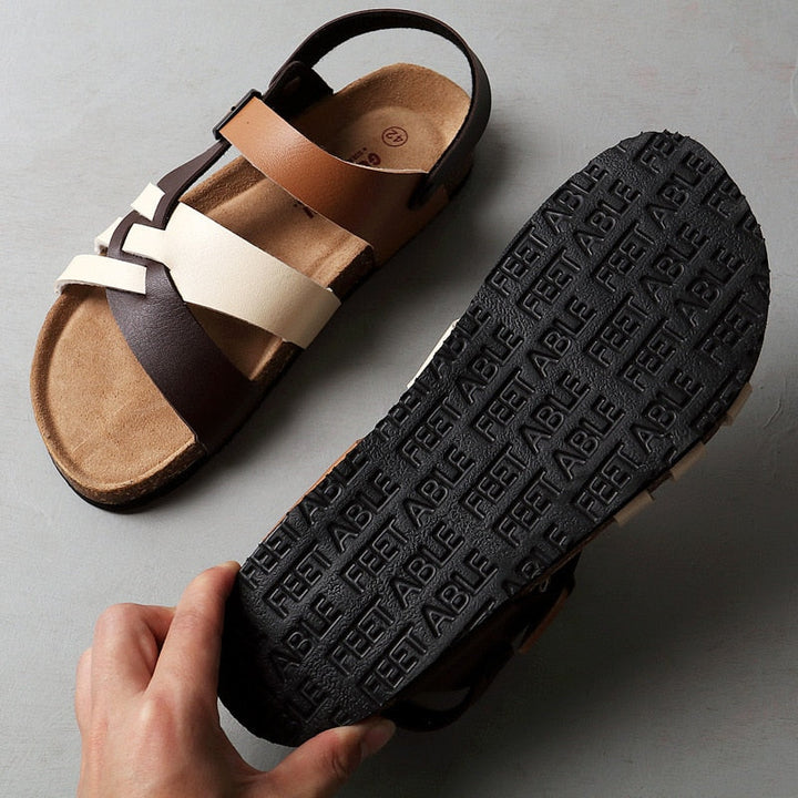 Heren Sandalen met Bandjes - Gesp en Kurken Voetbed