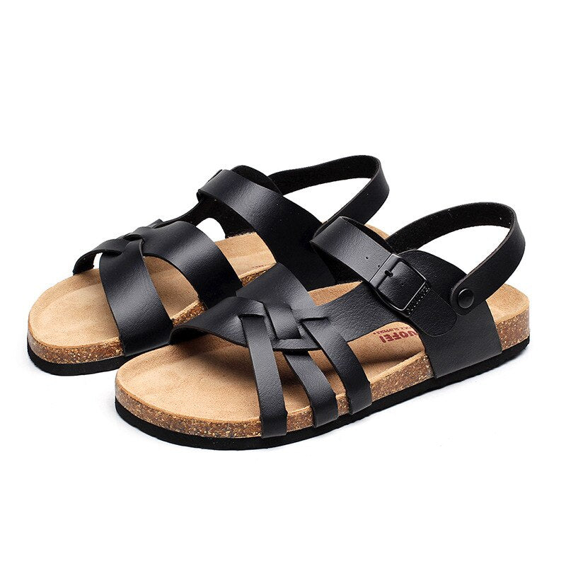Heren Sandalen met Bandjes - Gesp en Kurken Voetbed