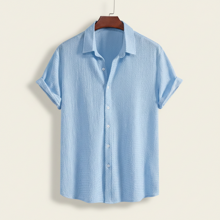 Heren Shirt met Korte Mouwen en Structuur - Knoopsluiting aan de Voorkant