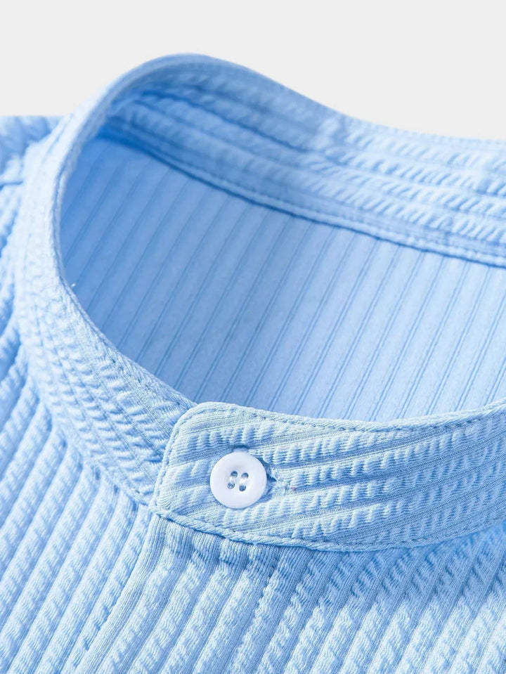 Heren Shirt met Korte Mouwen en Structuur - Knoopsluiting aan de Voorkant