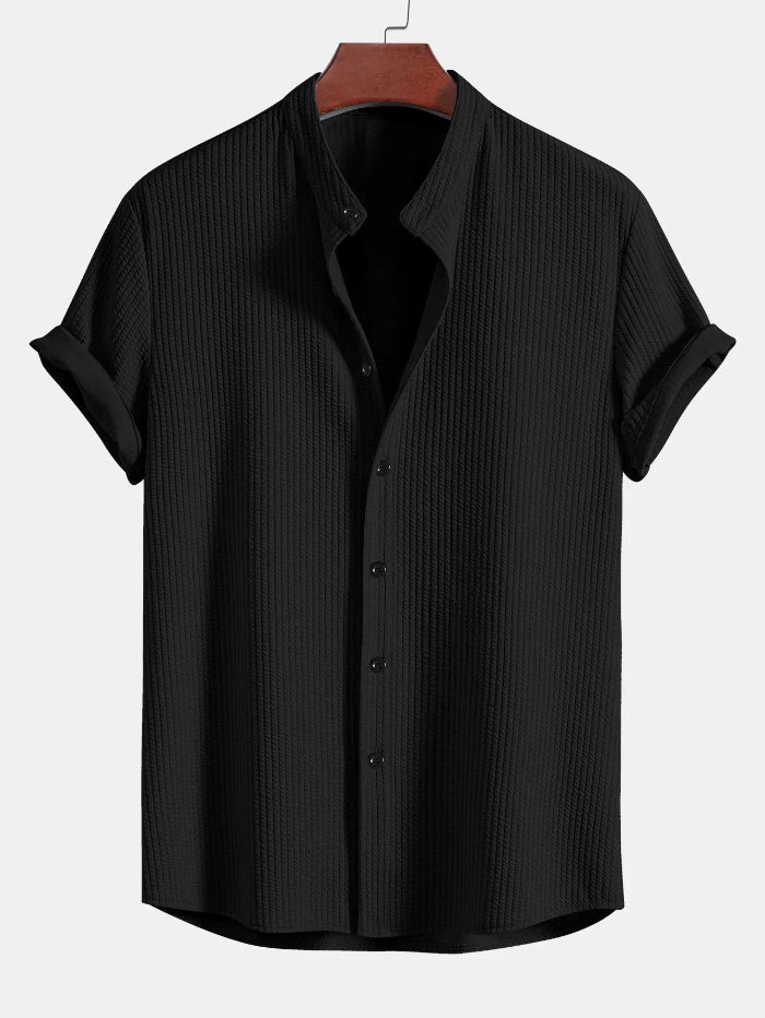 Heren Shirt met Korte Mouwen en Structuur - Knoopsluiting aan de Voorkant