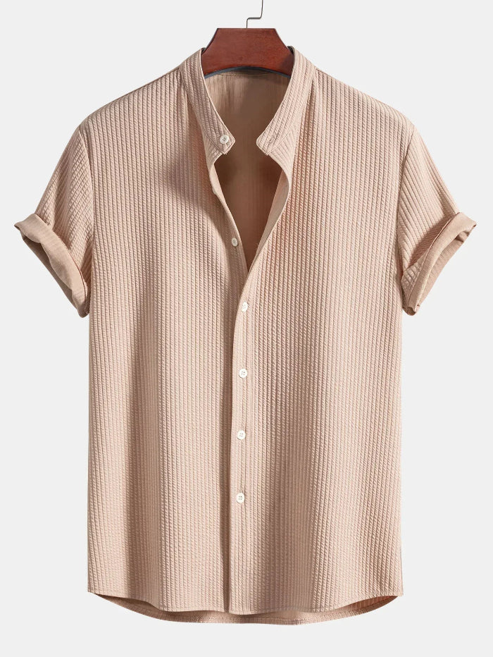 Heren Shirt met Korte Mouwen en Structuur - Knoopsluiting aan de Voorkant