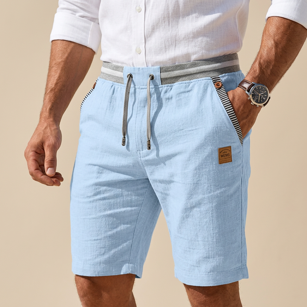 Heren Shorts met Trekkoord - Elastische Contrasterende Tailleband Tot de Knie