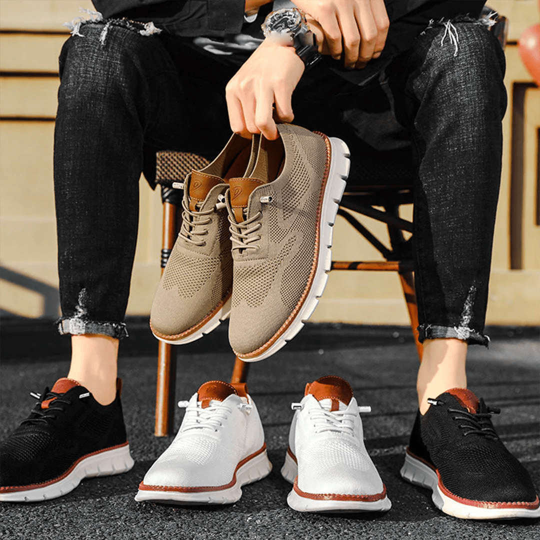 Heren Sneakers - Lage Sneakers met Vetersluiting en Gesegmenteerde Zool