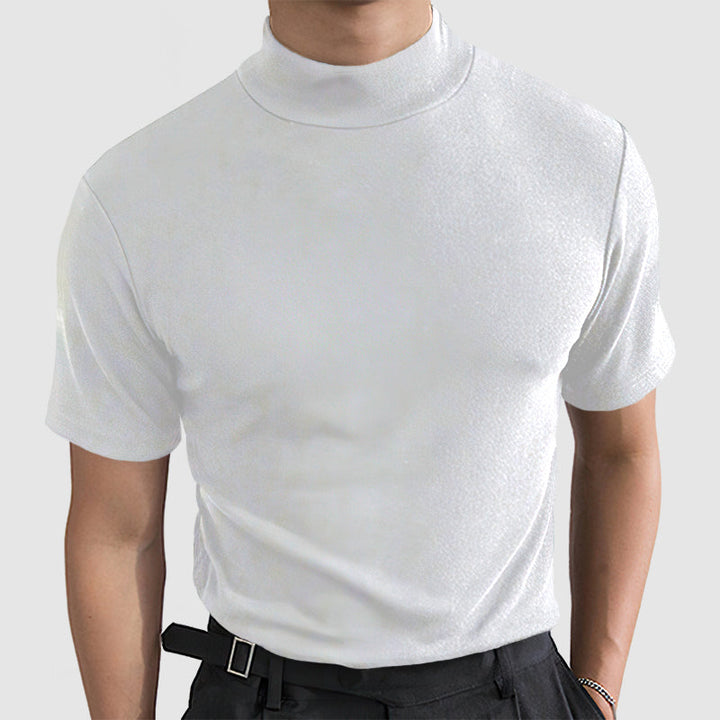 Heren T-shirt met Opstaande Kraag - Korte Mouwen