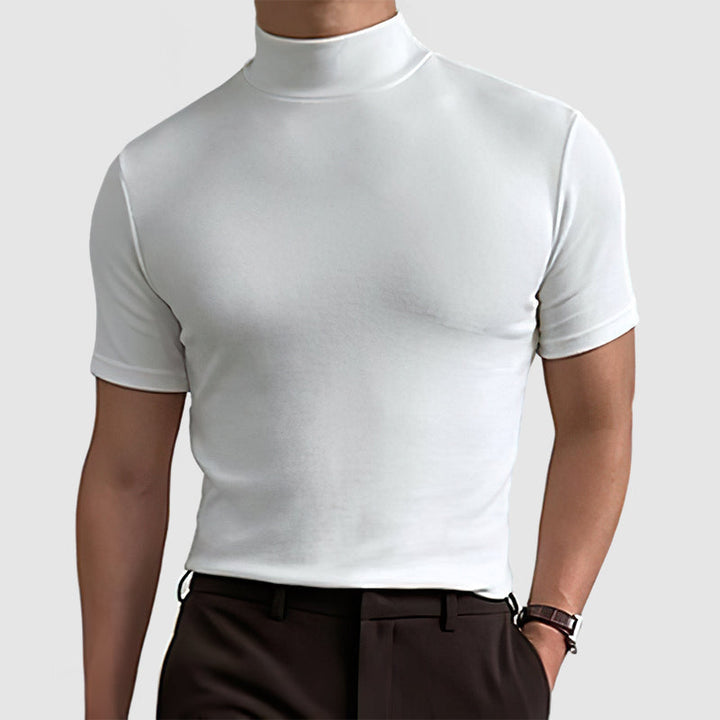 Heren T-shirt met Opstaande Kraag - Korte Mouwen