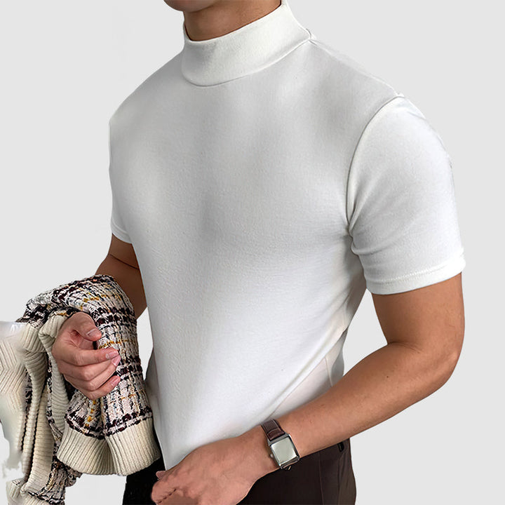 Heren T-shirt met Opstaande Kraag - Korte Mouwen