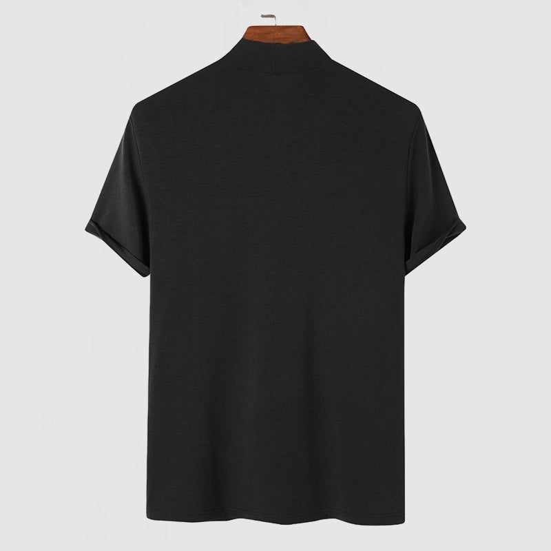 Heren T-shirt met Opstaande Kraag - Korte Mouwen