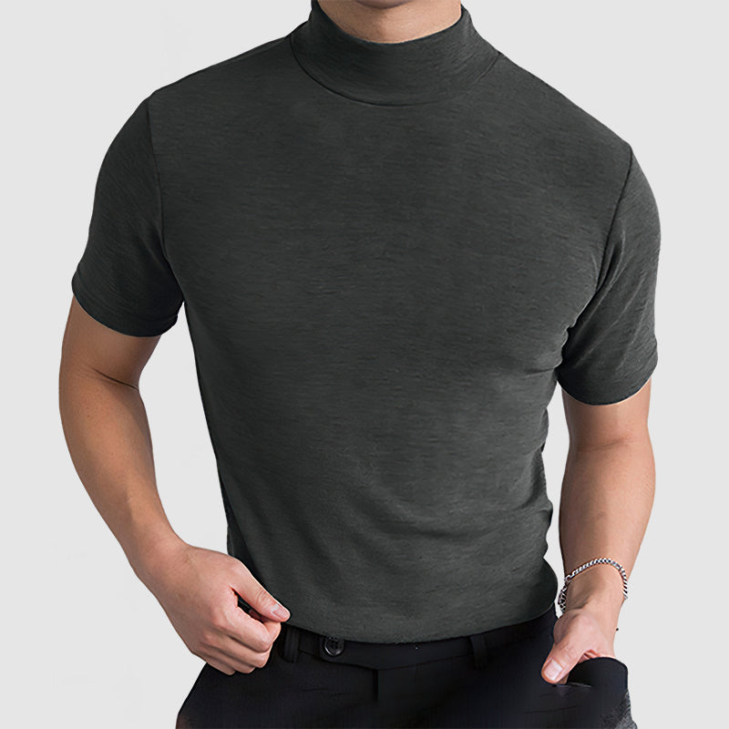 Heren T-shirt met Opstaande Kraag - Korte Mouwen