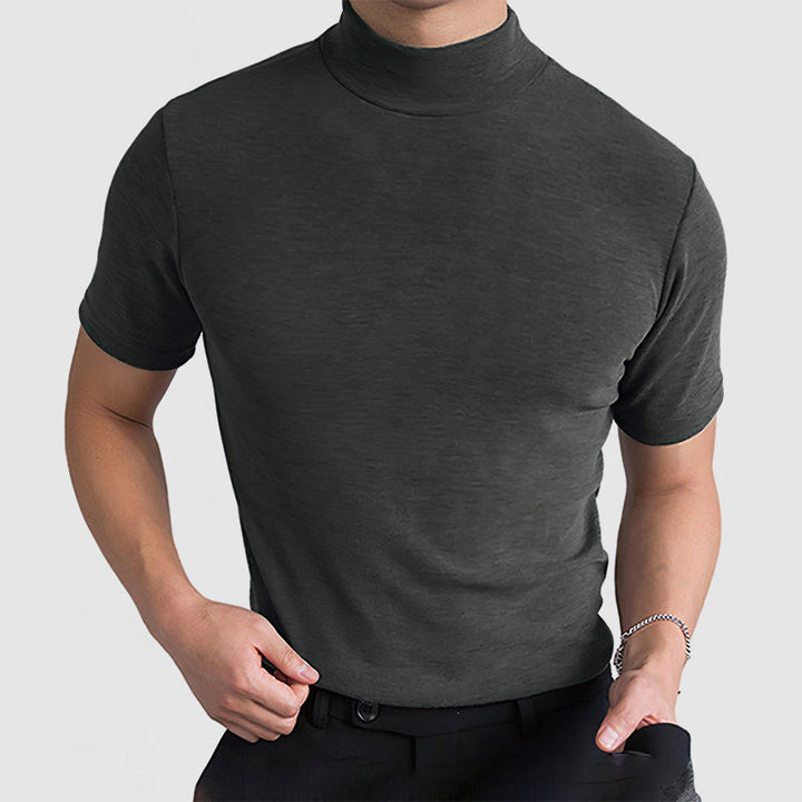 Heren T-shirt met Opstaande Kraag - Korte Mouwen