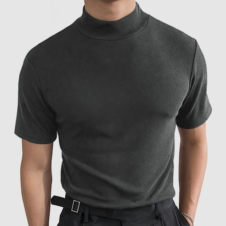 Heren T-shirt met Opstaande Kraag - Korte Mouwen