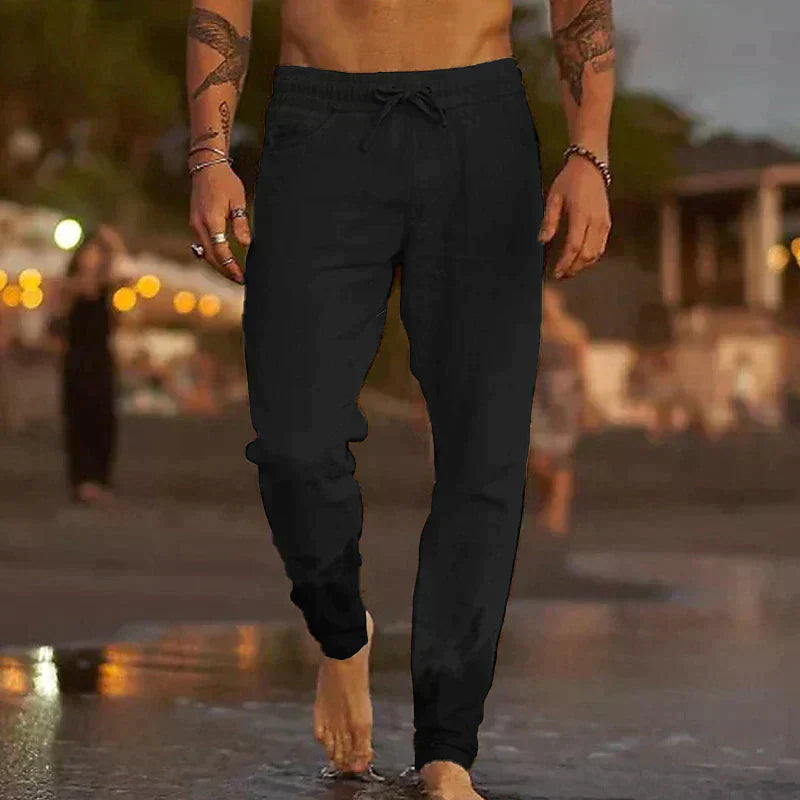 Heren Taps Toelopende Broek - Elastische Taille en Schuine Steekzakken