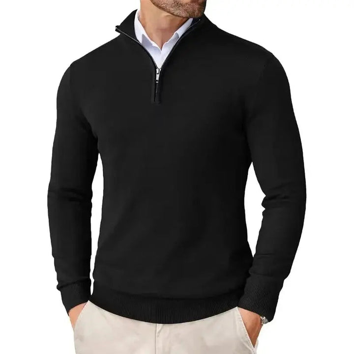 Heren Trui met Kwart Rits - Pullover met Opstaande Kraag en Lange Mouwen