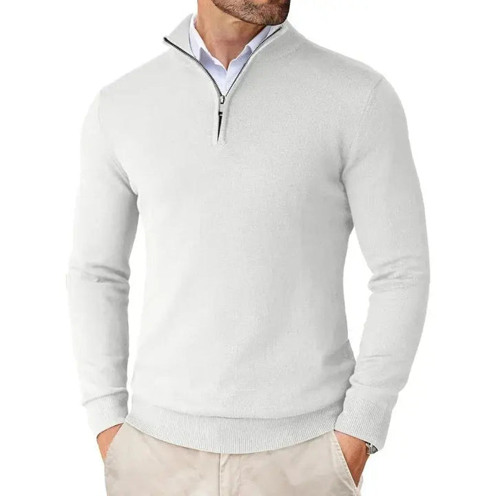 Heren Trui met Kwart Rits - Pullover met Opstaande Kraag en Lange Mouwen