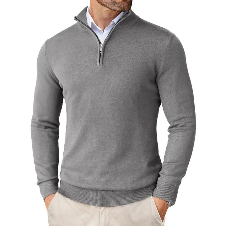 Heren Trui met Kwart Rits - Pullover met Opstaande Kraag en Lange Mouwen