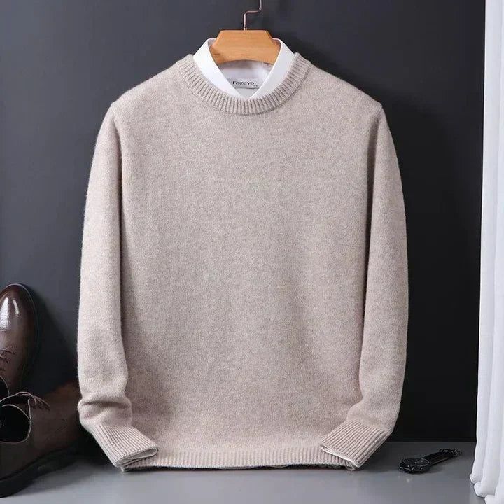 Heren Trui met Ronde Hals - Pullover met Geribde Afwerkingen