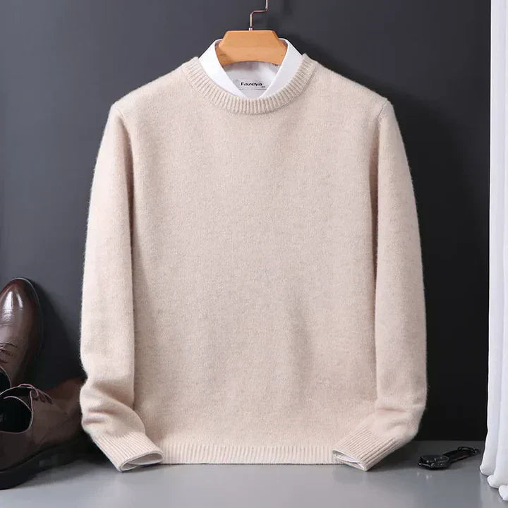 Heren Trui met Ronde Hals - Pullover met Geribde Afwerkingen