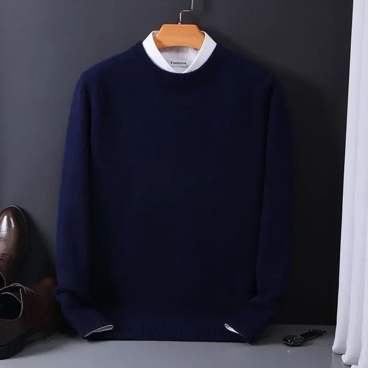 Heren Trui met Ronde Hals - Pullover met Geribde Afwerkingen