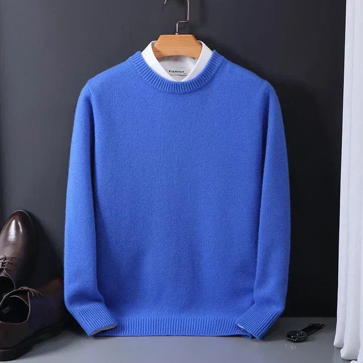Heren Trui met Ronde Hals - Pullover met Geribde Afwerkingen