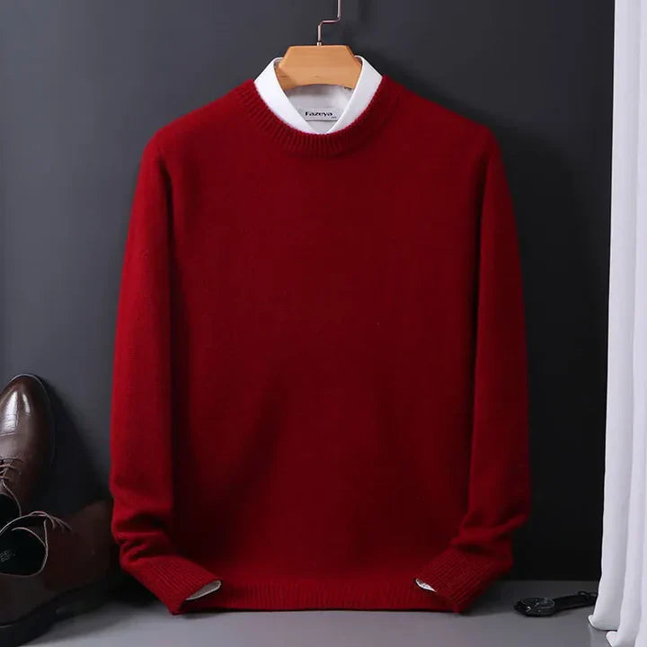Heren Trui met Ronde Hals - Pullover met Geribde Afwerkingen