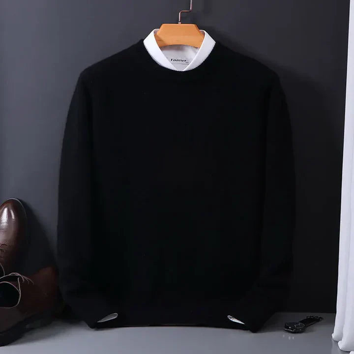 Heren Trui met Ronde Hals - Pullover met Geribde Afwerkingen