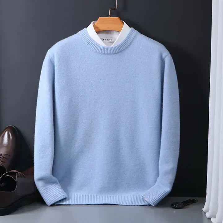 Heren Trui met Ronde Hals - Pullover met Geribde Afwerkingen