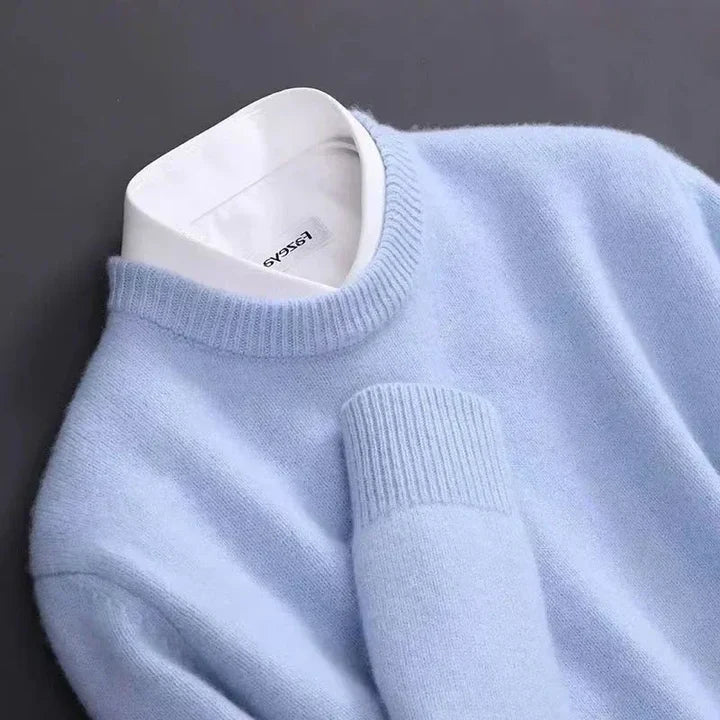 Heren Trui met Ronde Hals - Pullover met Geribde Afwerkingen
