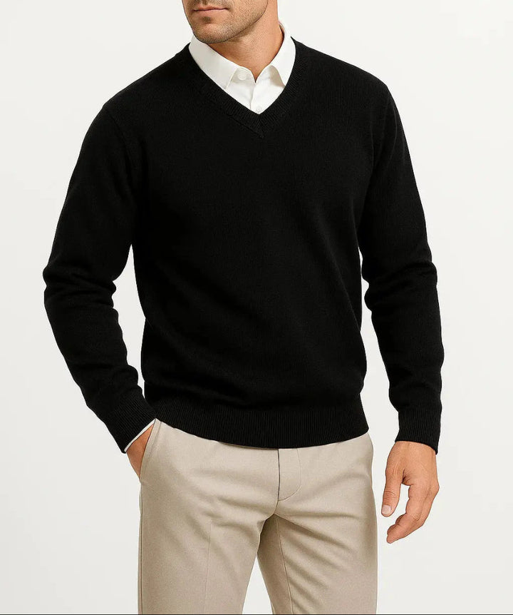 Heren Trui met V-Hals - Pullover met Lange Mouwen