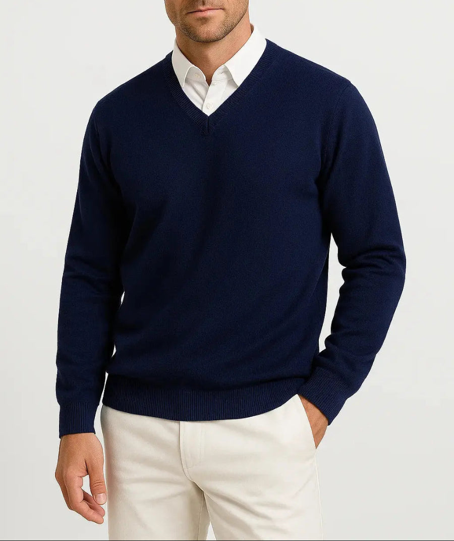 Heren Trui met V-Hals - Pullover met Lange Mouwen