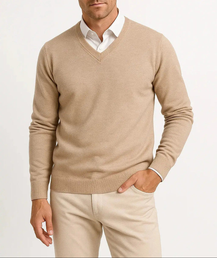 Heren Trui met V-Hals - Pullover met Lange Mouwen
