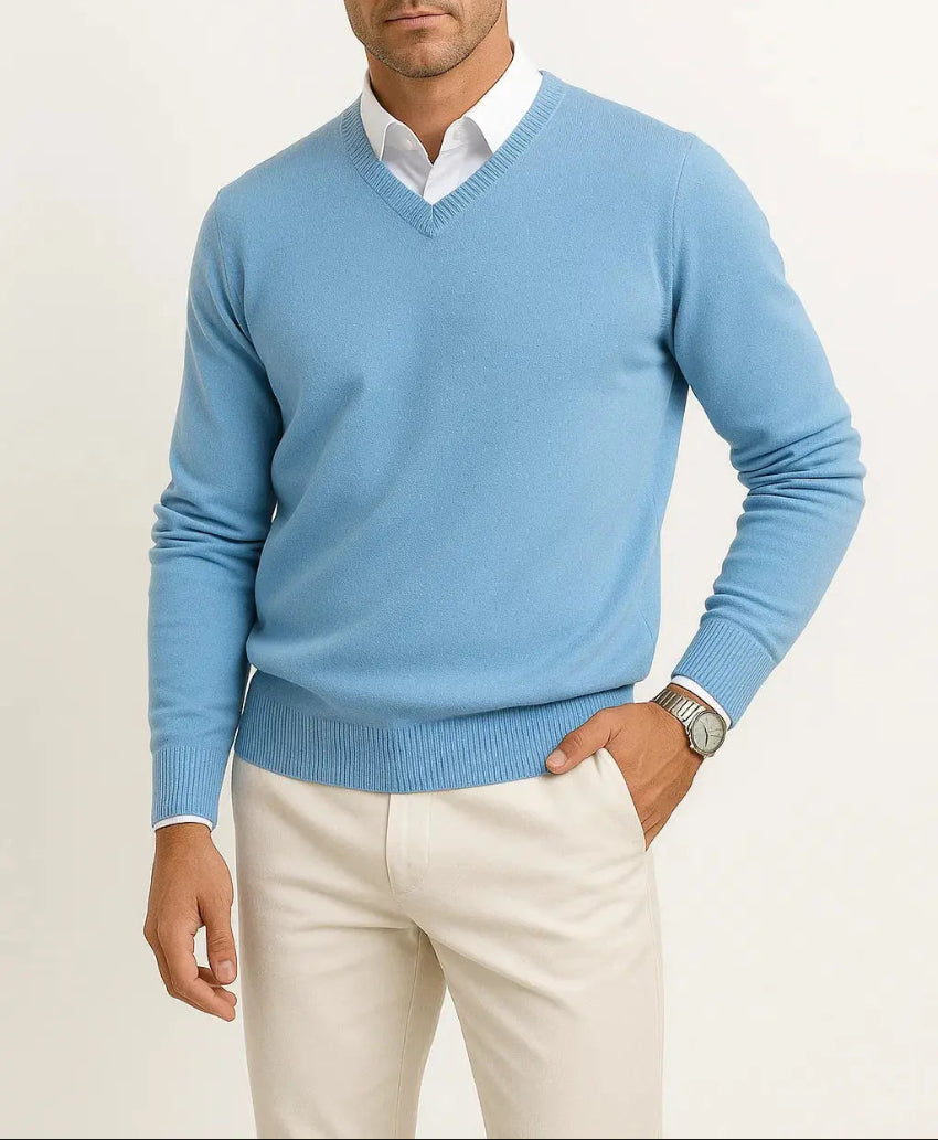 Heren Trui met V-Hals - Pullover met Lange Mouwen